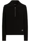 Dolce & Gabbana Wool Sweater With Wide Collar In Black