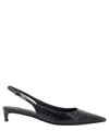 Dolce & Gabbana Croco Print Leather Slingback In Black