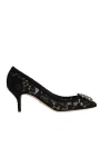 Dolce & Gabbana Scarpe Con Tacco In Pizzo Blu Notte Donna In Black
