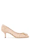 Dolce & Gabbana Crystal-embellished Corded Lace And Mesh Pumps In Beige