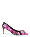 Dolce & Gabbana Bellucci 70 Crystal Embellished Floral Pumps In Black