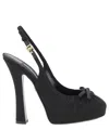 Dolce & Gabbana Satin Slingback Platform Shoes In Black
