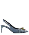Dolce & Gabbana 60 Crystal-embellished Patchwork Denim Pumps In Blue