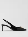 Dolce & Gabbana Leather Slingback Pumps With Logo In Black