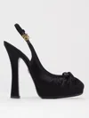 Dolce & Gabbana Satin Slingback Platform Shoes In Black