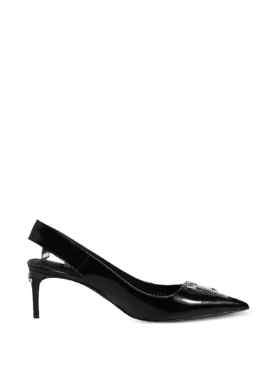 Dolce & Gabbana Pumps In Lackoptik Mit Reissverschlussdetail In Black