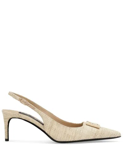 Dolce & Gabbana Natural Rafia Open Toe Women's Pumps For Ss24 In Sabbia3