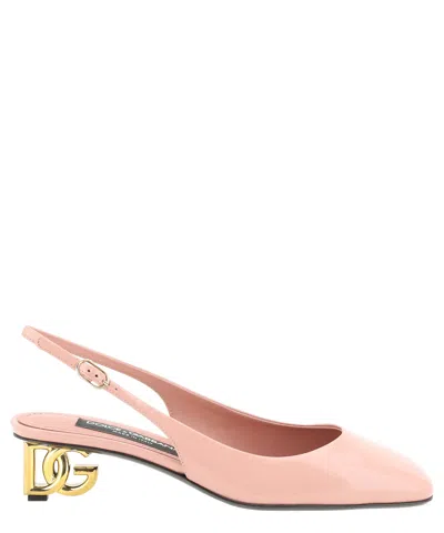 Dolce & Gabbana Multicolor Calfskin Mid Heel Pumps In Pink