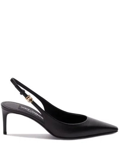 Dolce & Gabbana Leather Slingback Pumps In Black