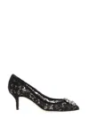 Dolce & Gabbana Scarpe Con Tacco In Pizzo Blu Notte Donna
