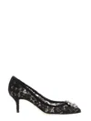 Dolce & Gabbana Bellucci 90 Crystal-embellished Pumps In Taormina Lace In Blue