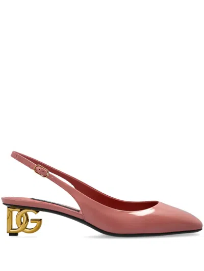 Dolce & Gabbana Multicolor Calfskin Mid Heel Pumps In Pink