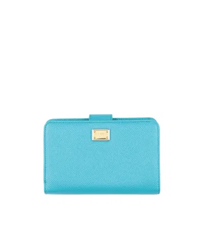 Dolce & Gabbana Pure Color Leather Wallet In Blue