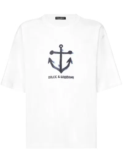Dolce & Gabbana Dynamic Marina Printed Cotton T-shirt In White