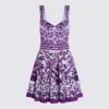 Dolce & Gabbana Violet Dress With Thin Straps And All-over Floral Motif In Cotton Blend Woman In Purple