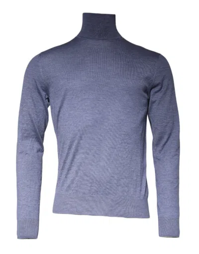 Pre-owned Dolce & Gabbana Purple Blue Long Sleeve Turtleneck Pullover Men's Sweater ()