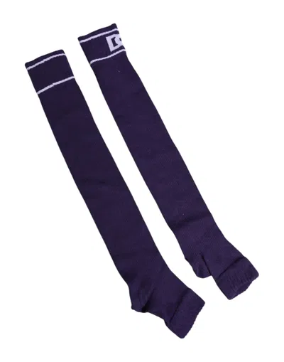 Dolce & Gabbana Purple Cotton Dg Logo Print Open Toe Socks