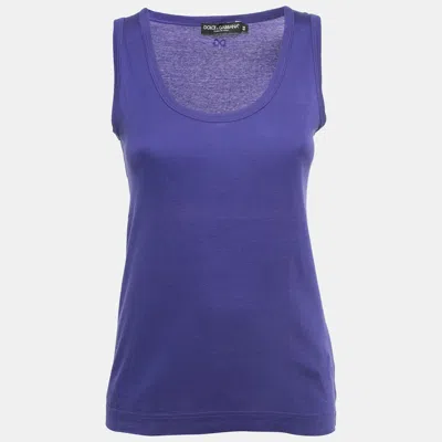 Pre-owned Dolce & Gabbana Purple Cotton Tank Top M