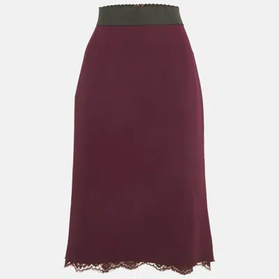 Pre-owned Dolce & Gabbana Purple Crepe Pencil Skirt M