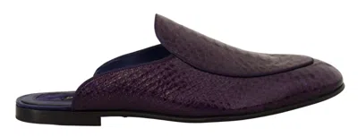 Dolce & Gabbana Purple Exotic Leather Flats Slides Men's Shoes
