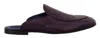 Dolce & Gabbana Purple Exotic Leather Flats Slides Shoes