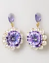 Dolce & Gabbana Purple Floral Crystal Pearl Drop Clip-on Statement Earrings In Purple