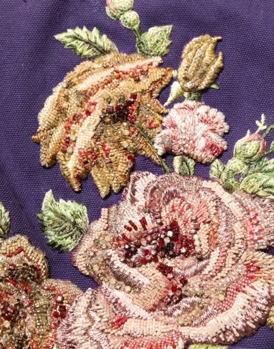 Dolce & Gabbana Purple Floral Embellsihed Midwaist Mini Skirt In Multi