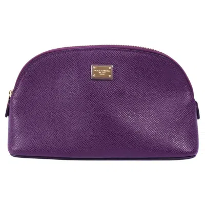 Pre-owned Dolce & Gabbana Purple Leather Cosmetic Pouch
