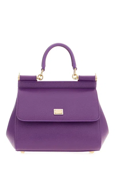 Dolce & Gabbana Purple Leather Medium Sicily Handbag