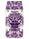 Dolce & Gabbana Maiolica Print Stretch Silk Skirt In White