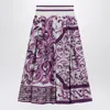 Dolce & Gabbana Purple Maiolica Print Skirt In Poplin In Purple