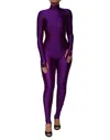 Dolce & Gabbana Purple Nylon Turtleneck Bodycon Jumpsuit Dress In Purple