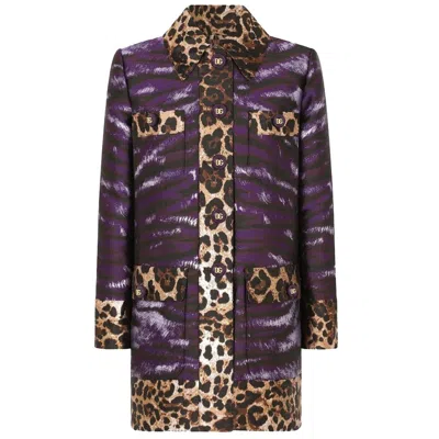 Dolce & Gabbana Purple Polyester Jackets & Coat In Gold