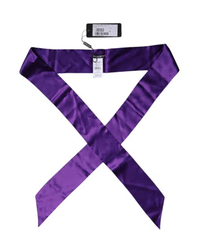 Dolce & Gabbana Purple Satin Silk Skinny Neck Foulard Women's Scarf