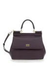 Dolce & Gabbana Medium Sicily Dauphine Leather Bag In Burgundy