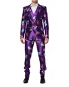 Dolce & Gabbana Purple Silk Animal Print 3 Piece Suit