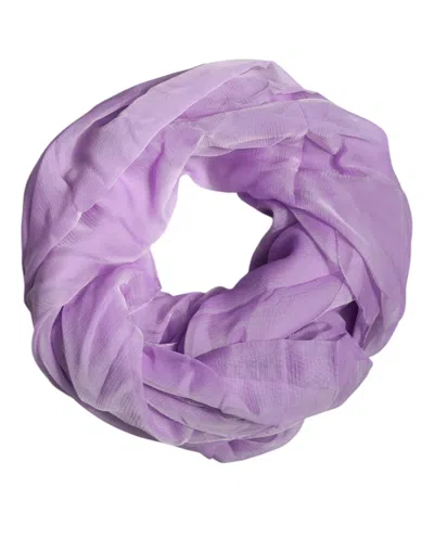 Pre-owned Dolce & Gabbana Purple Silk Rectangle Wrap Shawl Women's Scarf ()