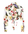 Dolce & Gabbana Dolce&gabbana Garden Print Cropped Shirt In Cotton In White