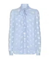 Dolce & Gabbana Pussy-bow Collar Semi-sheer Shirt In Blue