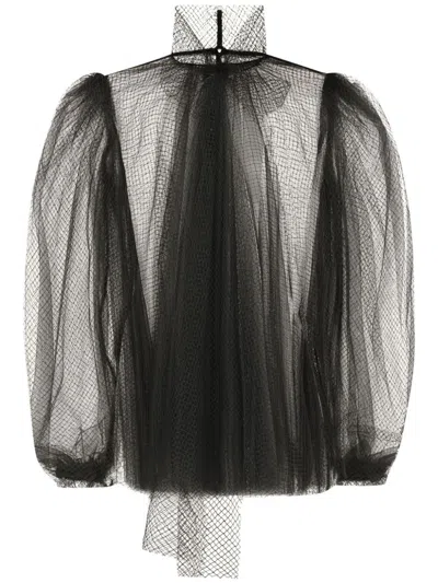 DOLCE & GABBANA PUSSY-BOW MESH BLOUSE