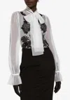 Dolce & Gabbana Lace-appliqué Silk-blend Shirt In White
