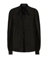 Dolce & Gabbana Bow Collar Silk Chiffon Top In Black