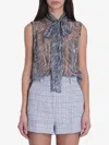 Dolce & Gabbana Pussy Bow Top With Fur Print In Grey