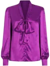 Dolce & Gabbana Pussy-bow Silk-chiffon Blouse In Purple
