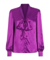 Dolce & Gabbana Pussy-bow Silk-chiffon Blouse In Purple