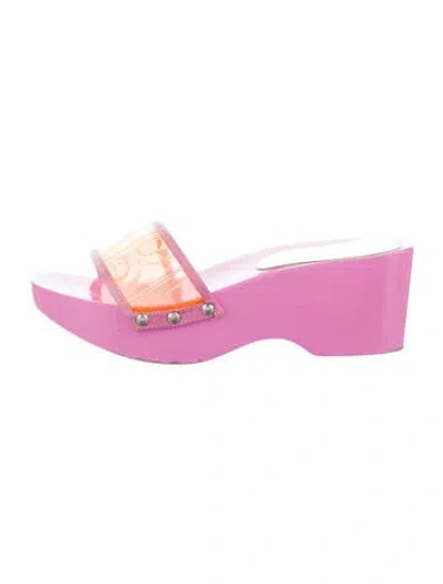 Pre-owned Dolce & Gabbana Pvc Graphic Print Slides In Pink