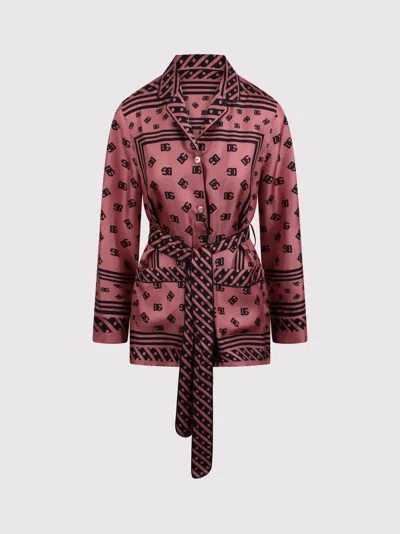 DOLCE & GABBANA DOLCE & GABBANA PYJAMA SHIRT WITH ALLOVER DG LOGO PRINT
