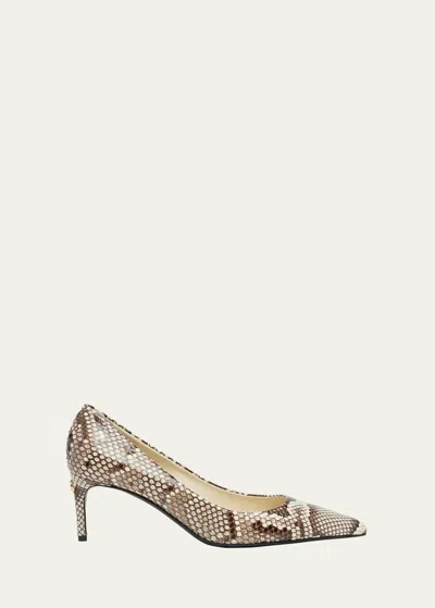 Dolce & Gabbana Python-embossed Leather Pumps In 86190 Beige Paste