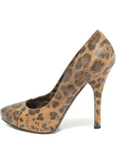 Pre-owned Dolce & Gabbana Python-embossed Pumps In Brown
