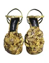 Dolce & Gabbana Python Leather Ankle Strap Heel Sandal In Yellow